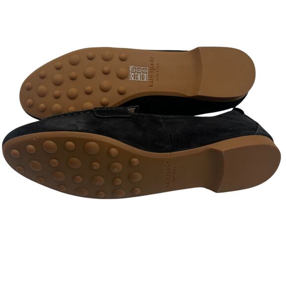 Kate Spade Eliza Suede Leather Flat Slip On Loafer Moccasin Black Size 6B - Picture 4 of 9